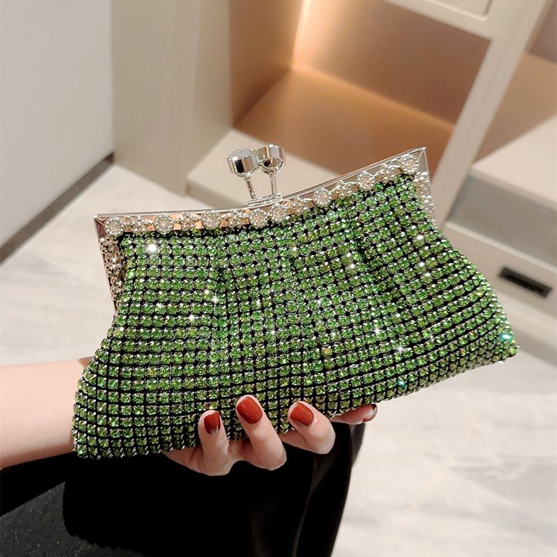 Dark Green Green Gold Polyester Solid Color Evening Bags