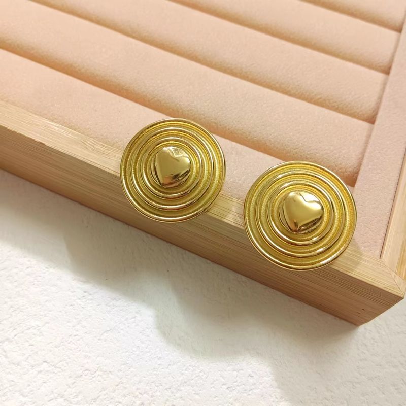 1 Pair Simple Style Circle Stainless Steel 18k Gold Plated Ear Studs