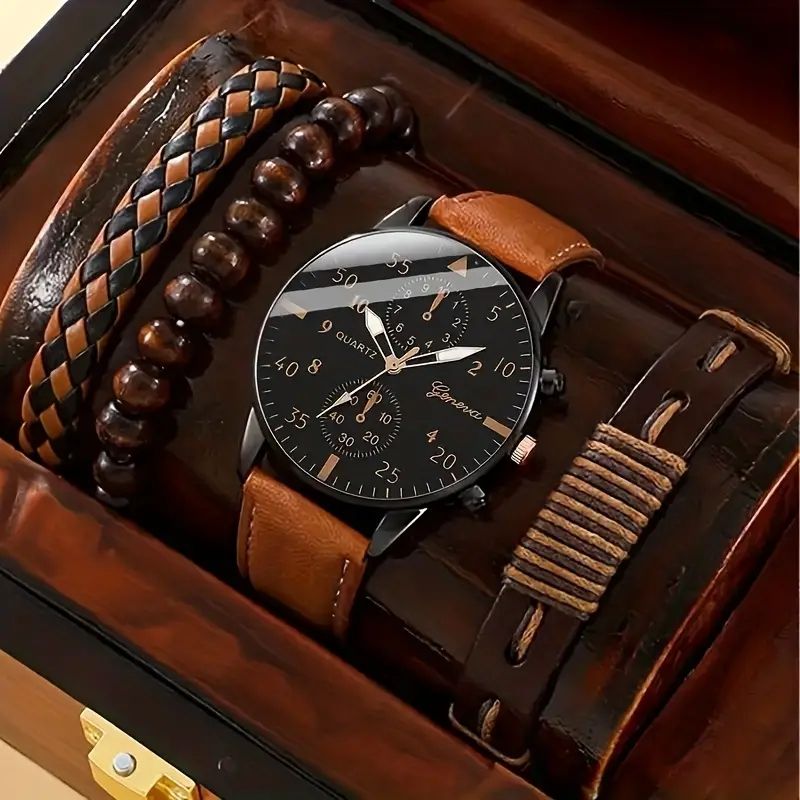 Casual Geometric Buckle Quartz Men's Watches