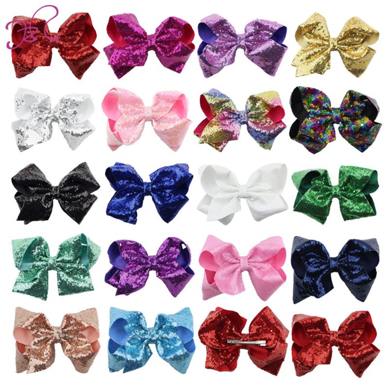 Kid's Sweet Shiny Bow Knot Cloth Sequins Hair Clip