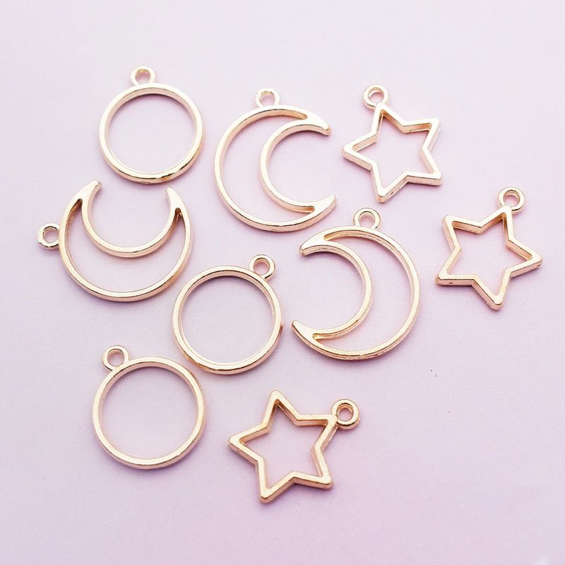 10 Pcs/package Simple Style Circle Star Moon Alloy Plating Jewelry Accessories
