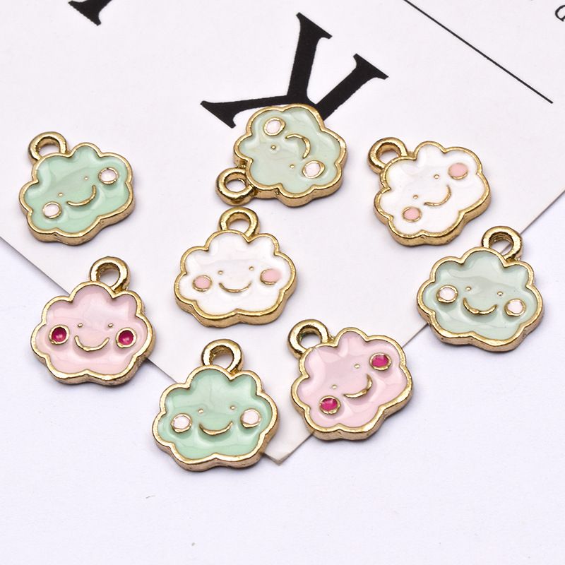 10 Pcs/package Cute Clouds Emoji Face Alloy Enamel Jewelry Accessories