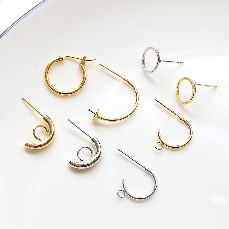 10 PCS/Package Copper Solid Color Ear Stud Accessories Simple Style