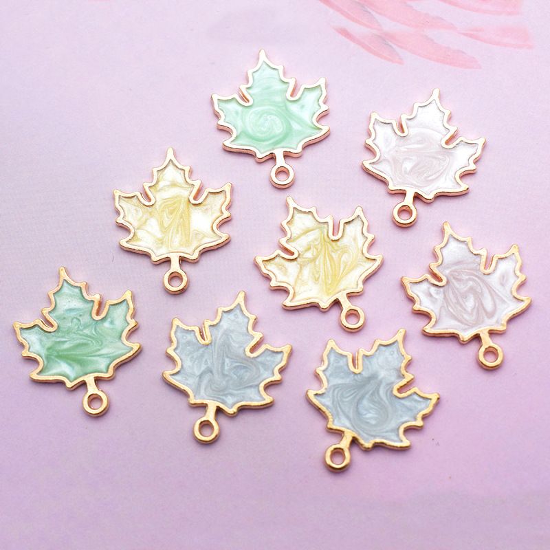 10 Pcs/package Simple Style Maple Leaf Alloy Enamel Jewelry Accessories