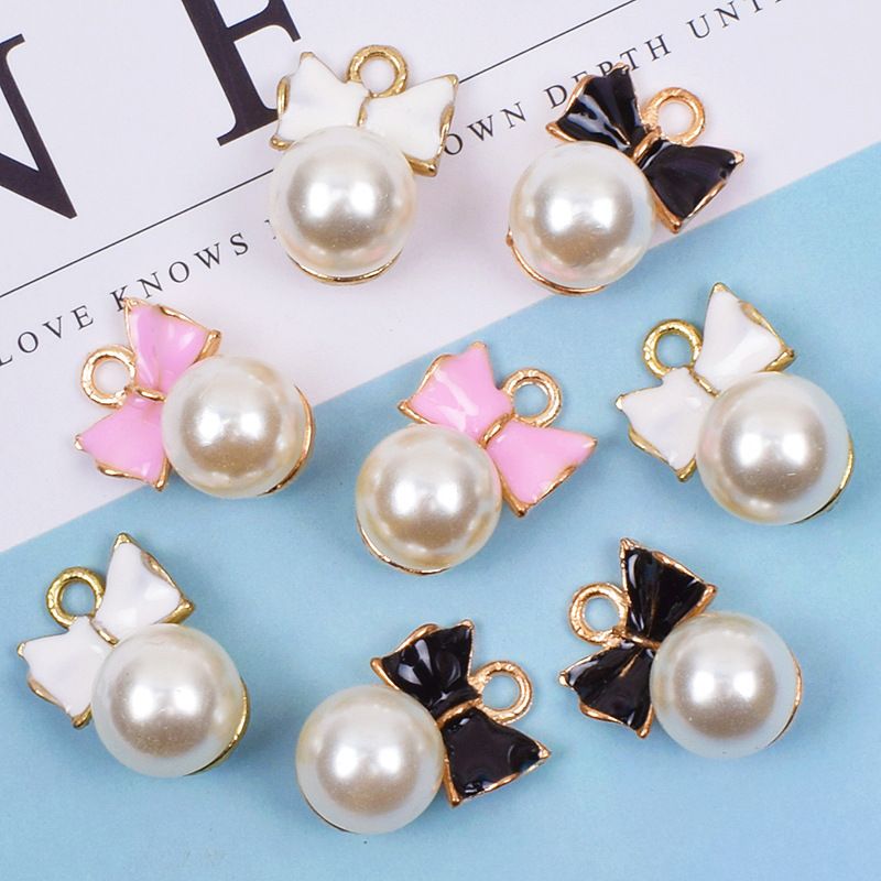 10 Pcs/package Simple Style Bow Knot Alloy Enamel Inlay Jewelry Accessories