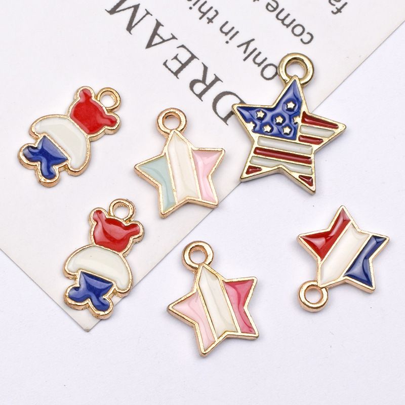 10 Pcs/package Simple Style National Flag Star Alloy Enamel Jewelry Accessories