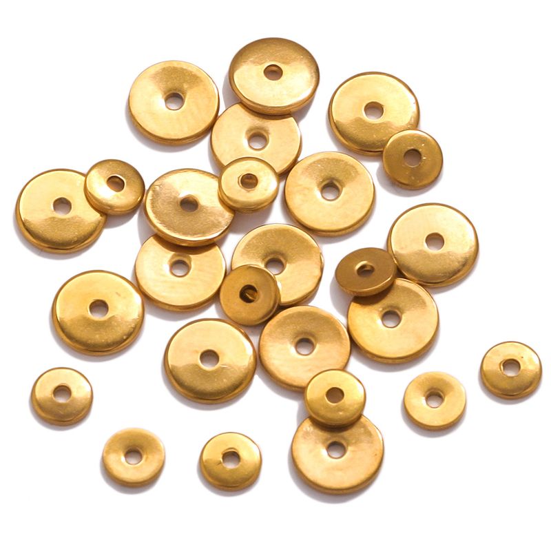 50 PCS/Package Stainless Steel Round Solid Color Beads