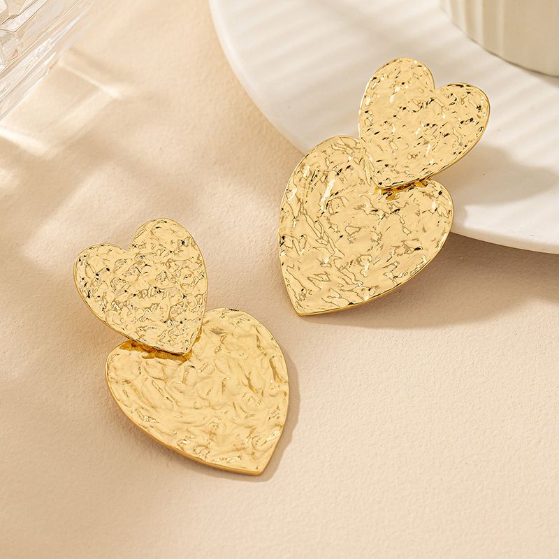 1 Pair Ig Style Retro Heart Shape Plating Alloy Zinc Drop Earrings