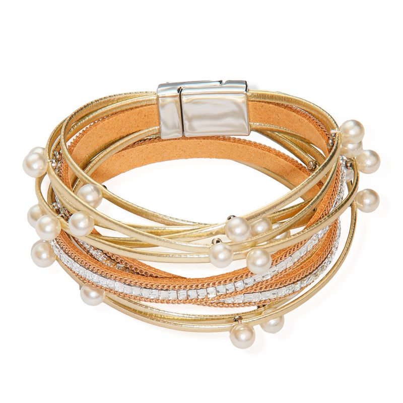 Style Vintage Perle Faux Cuir Alliage Femmes Bracelets