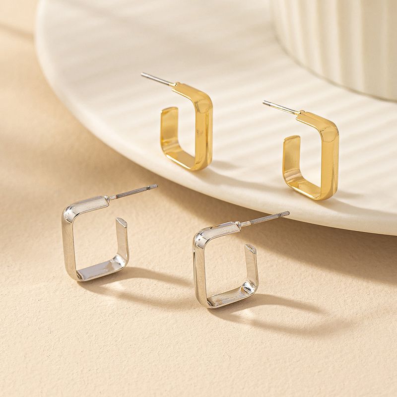 1 Pair Simple Style Classic Style Square Plating Iron Ear Studs