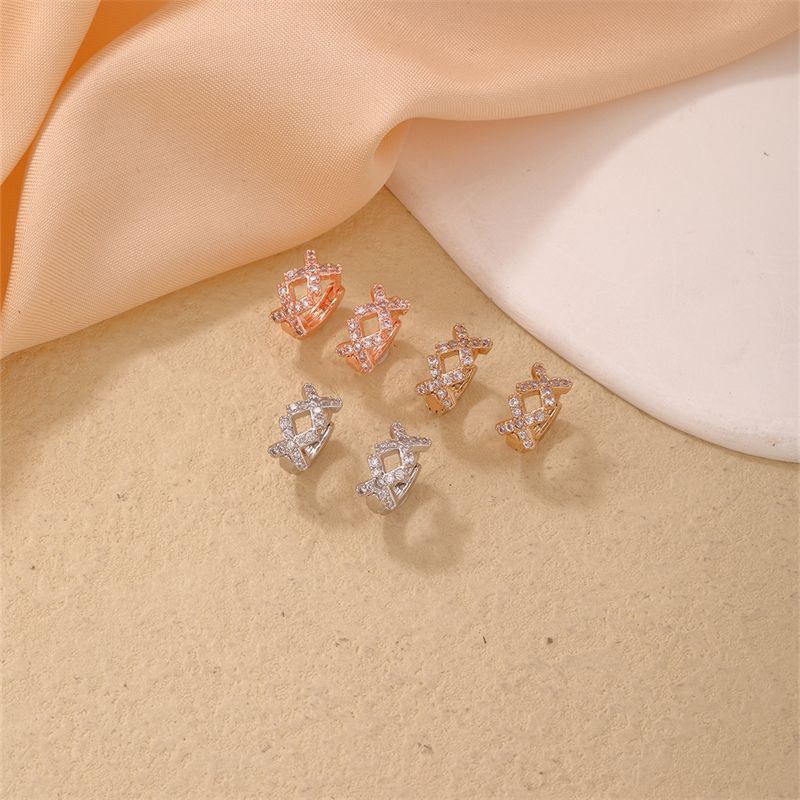 1 Piece Casual Simple Style Geometric Copper Zircon Rose Gold Plated Silver Plated Hoop Earrings