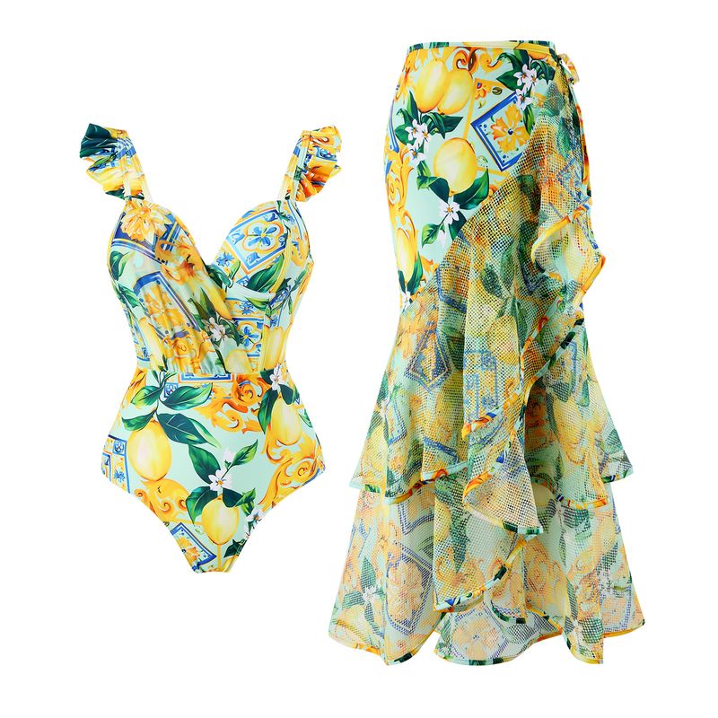 Women's Elegant Ditsy Floral 2 Pieces Set One Piece Swimwear