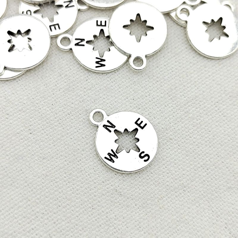 100 Pcs/package Simple Style Compass Zinc Alloy Plating Pendant Jewelry Accessories