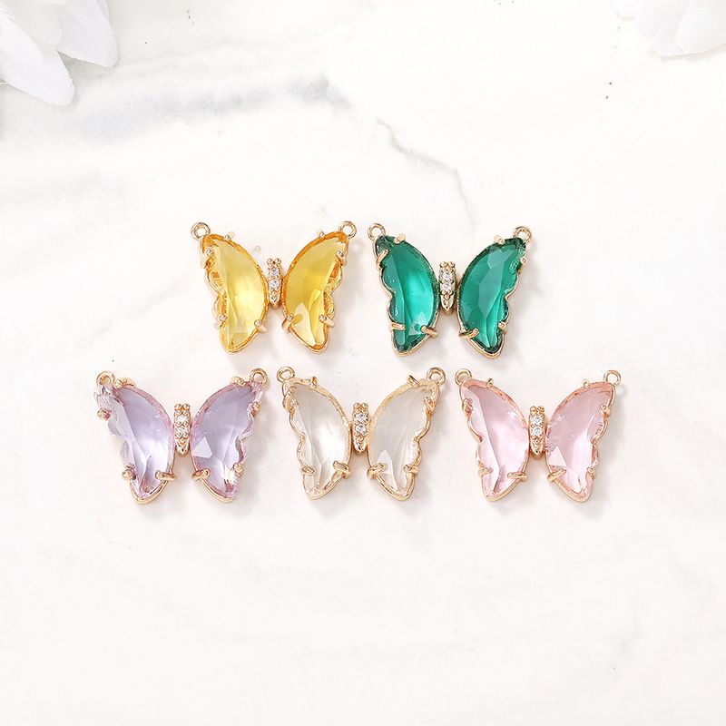 1 Piece Ig Style Sweet Butterfly Copper Plating Inlay Pendant Jewelry Accessories