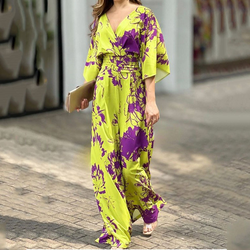 Women's Daily Fashion Flower Full Length Printing Jumpsuits