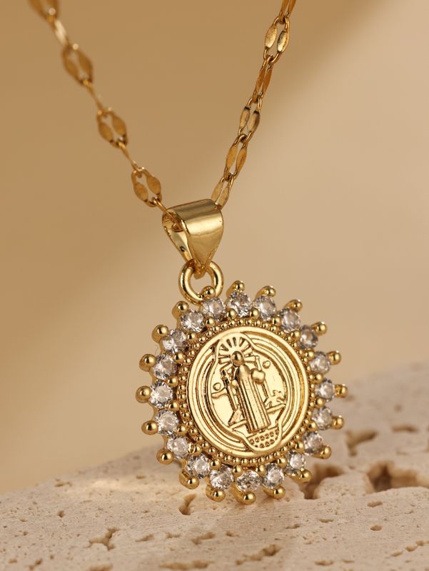 Elegant Simple Style Sun Stainless Steel 18k Gold Plated Pendant Necklace