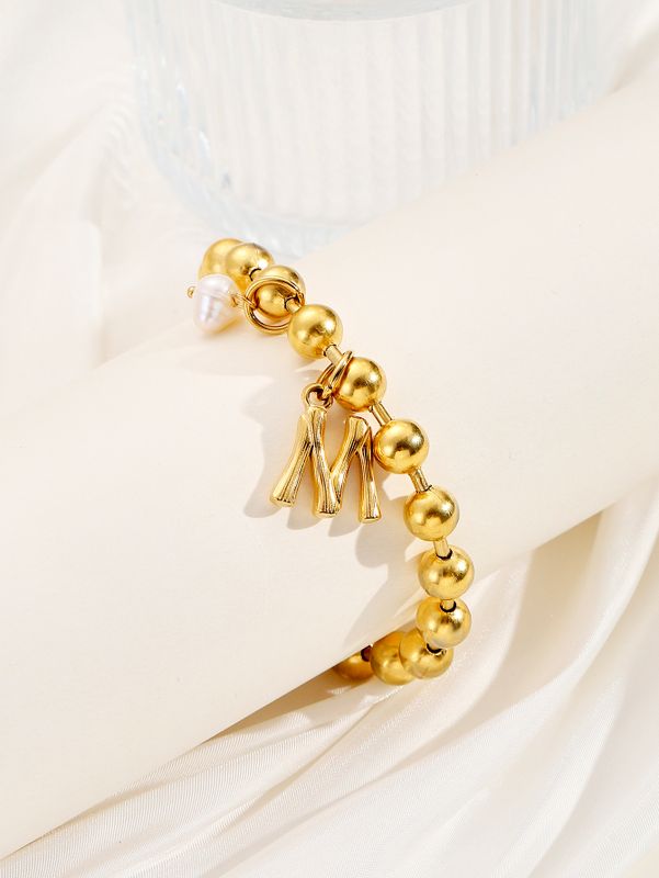 Acier Inoxydable Style Simple Lettre Perle Bracelets