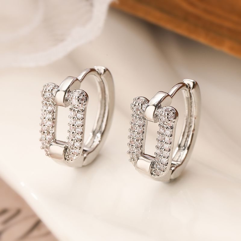 1 Piece Ig Style Simple Style Geometric Plating Inlay Copper Zircon Earrings
