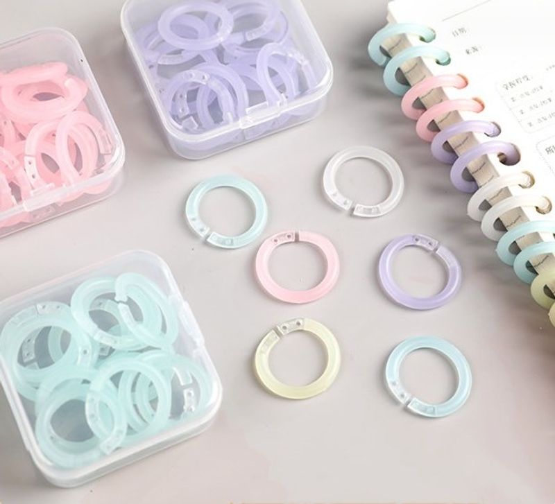 1 Set Solid Color Class Learning Plastic Casual File Retaining Ring