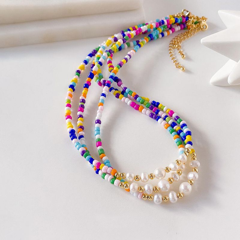Mode Geometrisch Gemischte Materialien Stricken Frau Halskette
