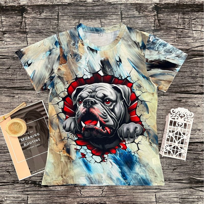 Frau T-shirt Kurzarm T-shirts Strassenmode Hund