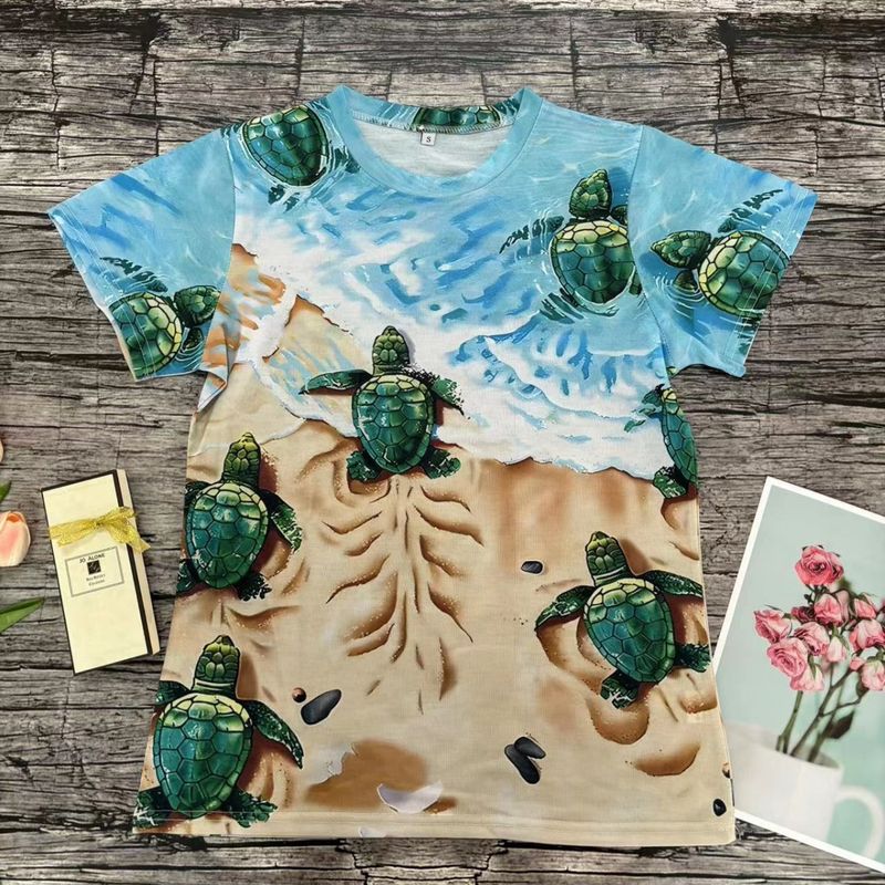 Mujeres Playeras Manga Corta Camisetas Casual Estilo Clásico Tortuga