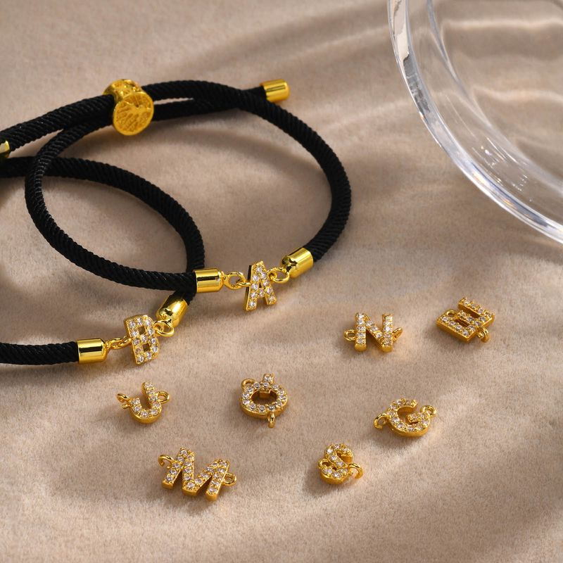 Wholesale Jewelry IG Style Letter Rope Copper Zircon Drawstring Bracelets