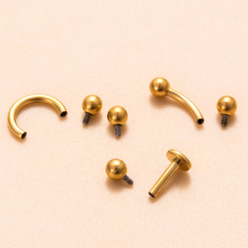 1 Piece Eyebrow Studs Simple Style Geometric Solid Color Pure Titanium Plating