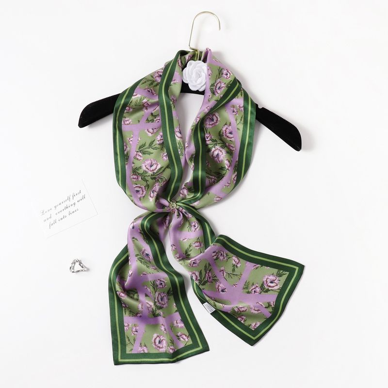 Women's Elegant Simple Style Flower Silk Printing Silk Scarf
