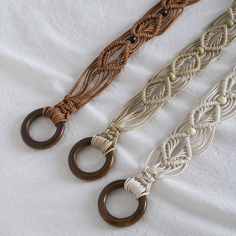 Ethnic Style Geometric Cotton And Linen Women's Woven Belts