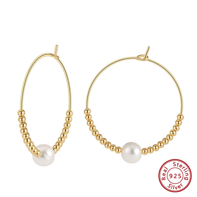 1 Pair Vintage Style Geometric Polishing Plating Freshwater Pearl 14k Gold Plated Drop Earrings