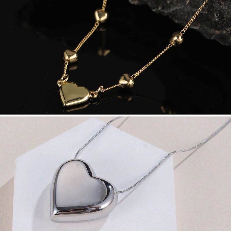Kupfer Einfacher Stil Herzform Überzug Halskette Mit Anhänger
