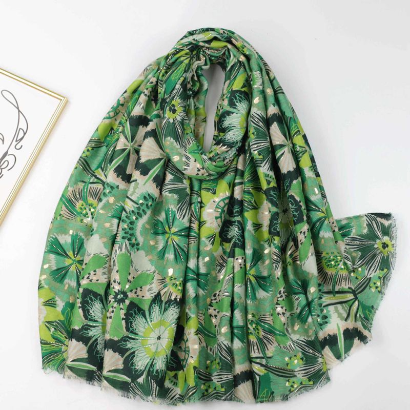 Women's Vacation Flower Polyester Printing Scarf