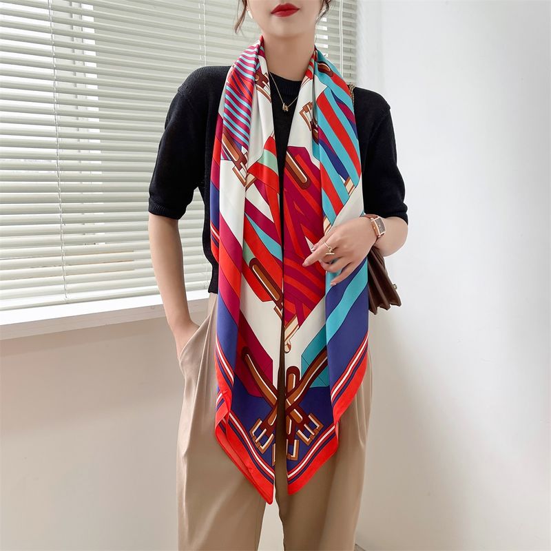Women's Elegant Simple Style Plant Polyester Silk Scarf