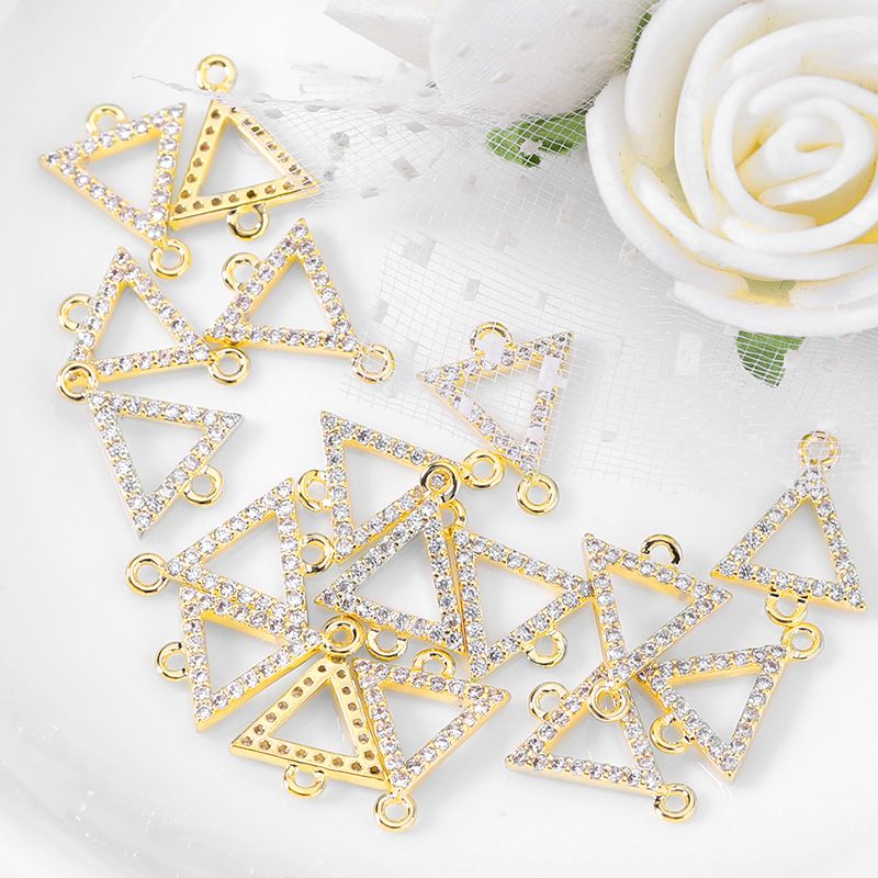 1 Piece Simple Style Triangle Metal Plating Inlay Pendant Jewelry Accessories