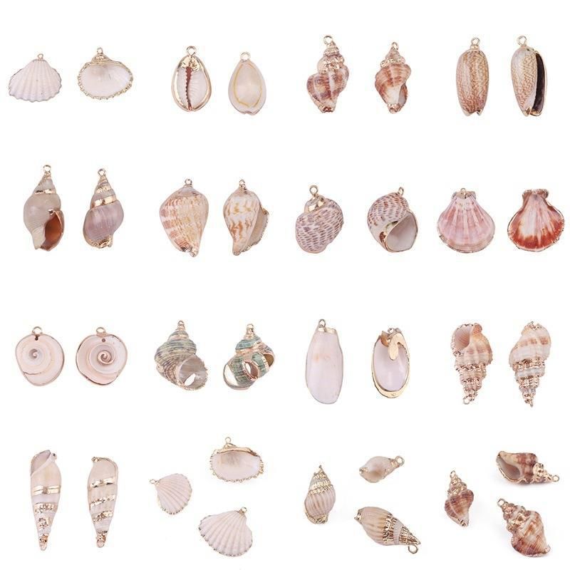 2 Pieces Retro Beach Conch Shell Shell Plating Pendant Jewelry Accessories