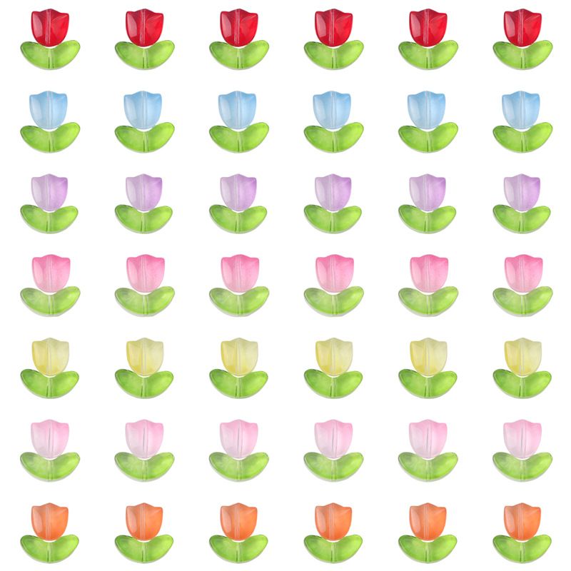 10 Sets/Pack 7 * 14mm 9 * 9mm Hole Under 1mm Glass Flower Beads