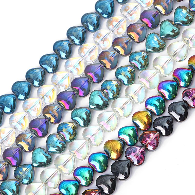 20 Pieces Glass Heart Shape Beads