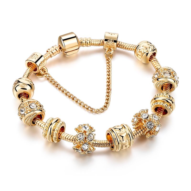 Simple Style Geometric Solid Color Alloy Copper Plating Inlay Rhinestones Gold Plated Women's Bracelets