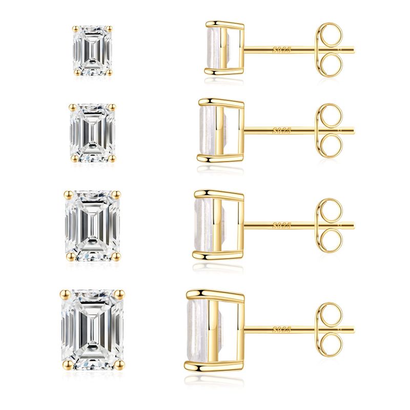1 Set 2 Pairs Simple Style Geometric Solid Color Plating Inlay Copper 3a Zircon Zircon 14k Gold Plated Rose Gold Plated White Gold Plated Ear Studs