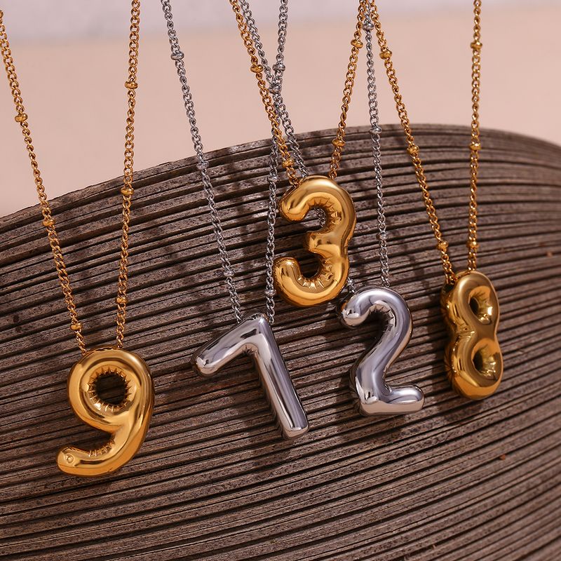 Simple Style Classic Style Number Stainless Steel Plating 18k Gold Plated Pendant Necklace