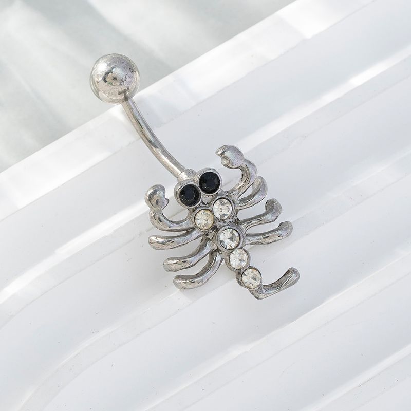 Hip-hop Cool Style Scorpion Alloy Silver Plated Zircon Belly Ring In Bulk