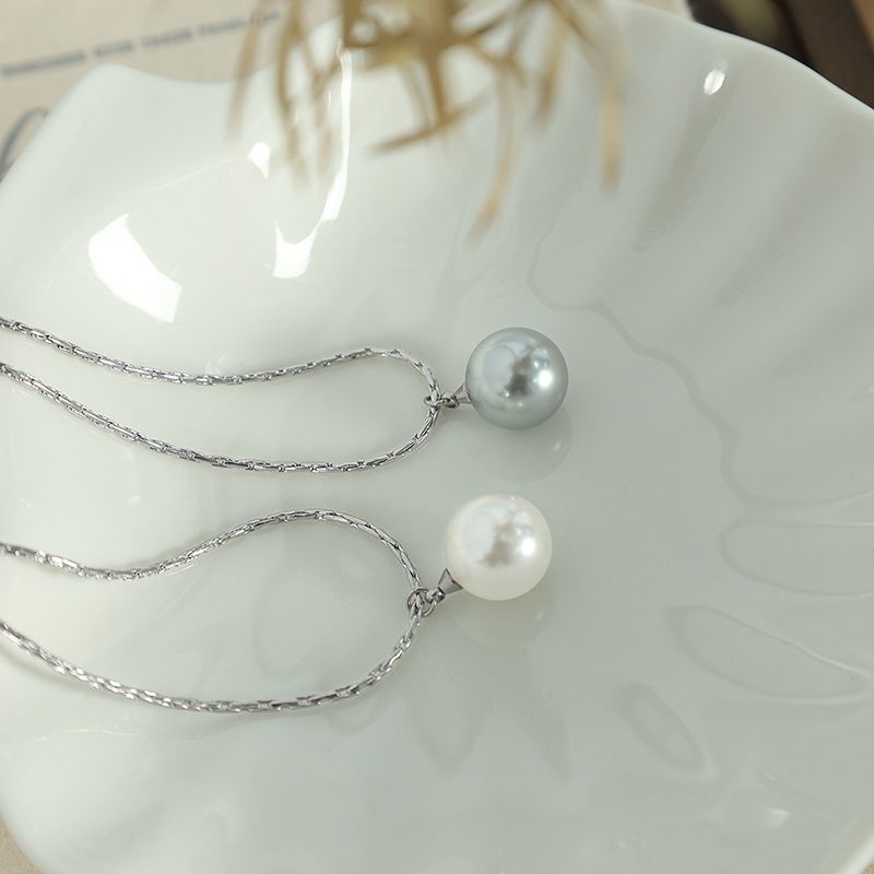 Simple Style Round Pearl Glass Bead Titanium Steel Plating 18k Gold Plated Necklace