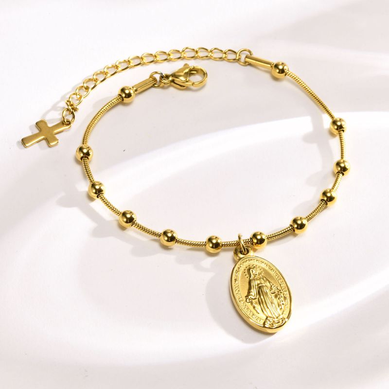 Vintage Style Faith Virgin Mary 201 Stainless Steel Bracelets In Bulk