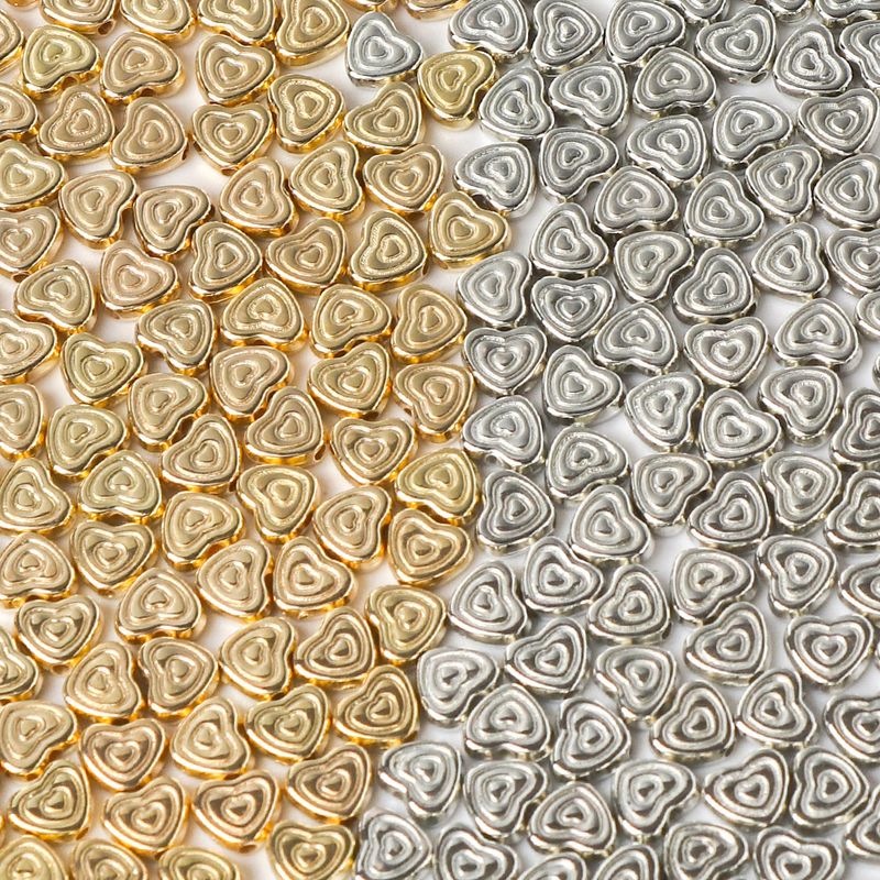 100 Pieces Style Simple Forme De Cœur Ccb Placage Perles Bijoux Accessoires