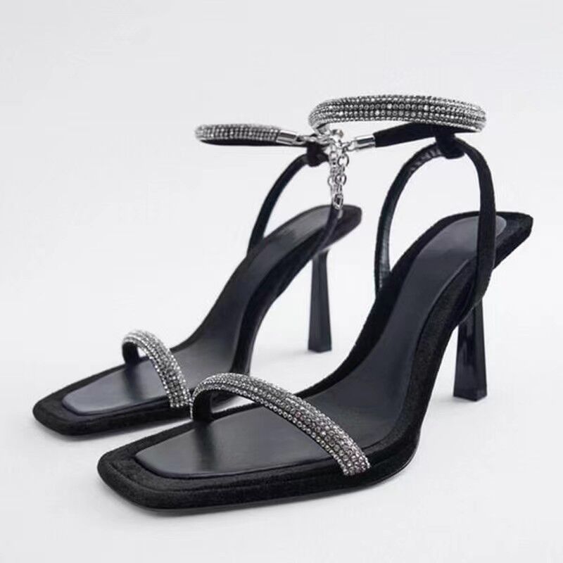 Women's Casual Solid Color Square Toe Ankle Strap Sandals