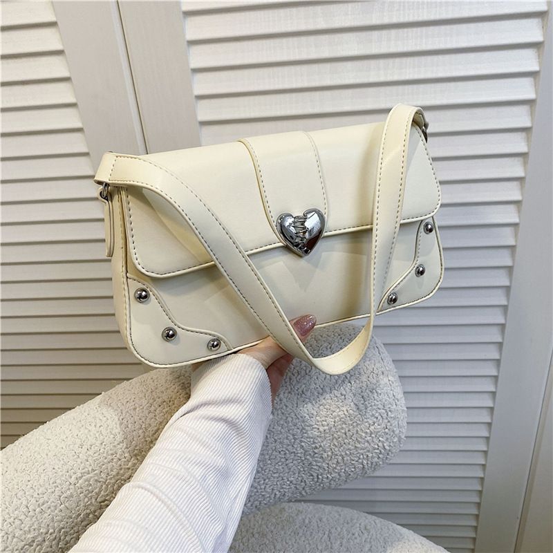 Women's Small Pu Leather Solid Color Vintage Style Classic Style Square Magnetic Buckle Shoulder Bag