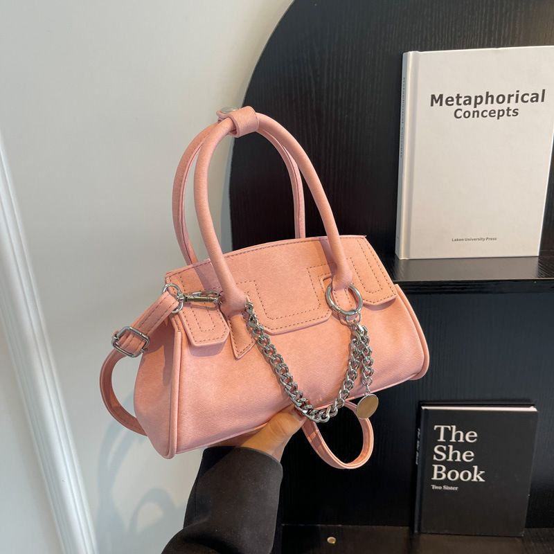 Women's Medium Pu Leather Solid Color Elegant Square Flip Cover Handbag