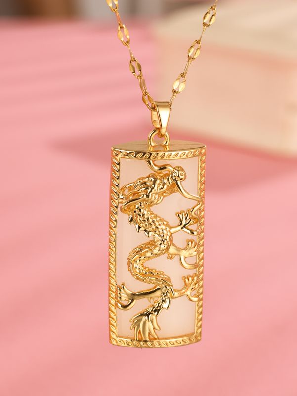 Elegant Dragon Stainless Steel Plating 18k Gold Plated Necklace
