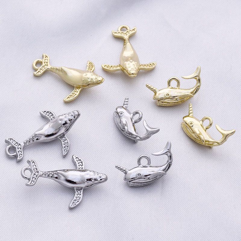 10 Pcs/package Simple Style Dolphin Whale Alloy Plating Pendant Jewelry Accessories